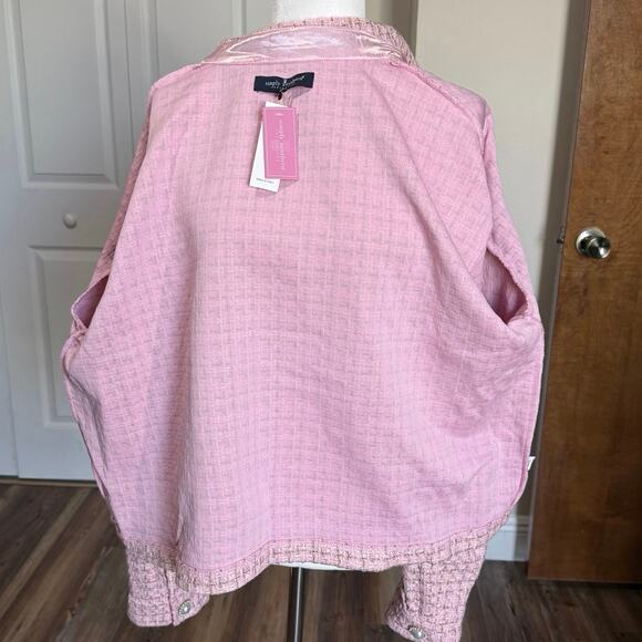 NWT Simply Southern pink tweed blazer with gold metallic weave. Women’s XXL - Picture 9 of 9